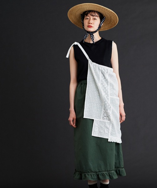Malle（マル）の「malle レースパッチワーク エプロン（ベルト