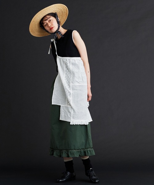 Malle（マル）の「malle レースパッチワーク エプロン（ベルト
