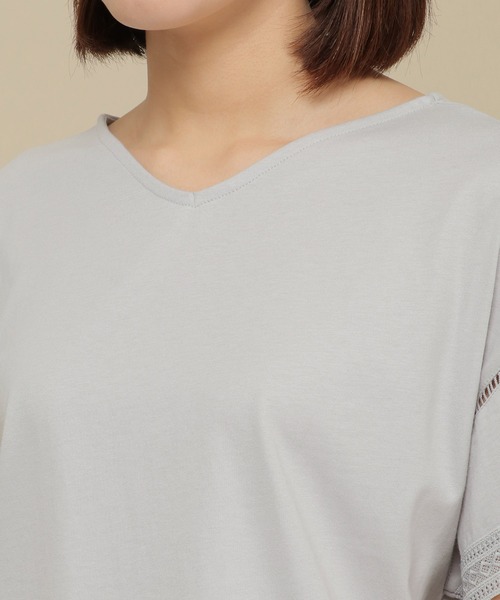 IKKA LOUNGE(イッカラウンジ)の「シルケット袖レースプルオーバー(Tシャツ/カットソー・レディース・ライトグレー/ブラック/レッド/オフホワイト・M/L)」の10枚目の写真