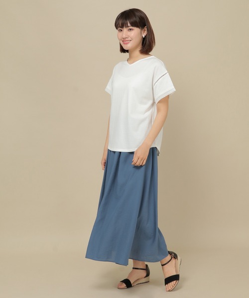 IKKA LOUNGE(イッカラウンジ)の「シルケット袖レースプルオーバー(Tシャツ/カットソー・レディース・ライトグレー/ブラック/レッド/オフホワイト・M/L)」の16枚目の写真