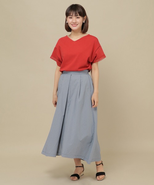 IKKA LOUNGE(イッカラウンジ)の「シルケット袖レースプルオーバー(Tシャツ/カットソー・レディース・ライトグレー/ブラック/レッド/オフホワイト・M/L)」の15枚目の写真