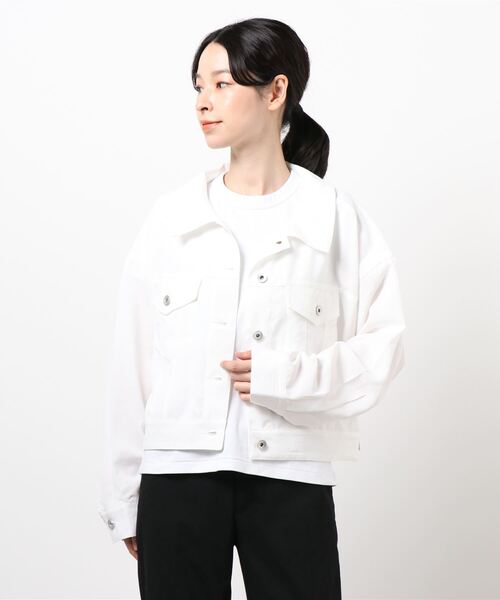 dazzlin（ダズリン）の「ライトショートシャツジャケット（シャツ/ブラウス・レディース・オフホワイト/インディゴブルー・FREE）」の2枚目の写真