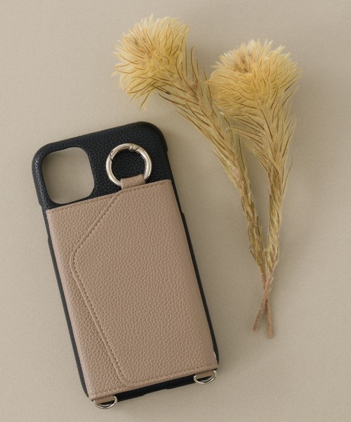 ensemble(皮革ブランド)（アンサンブル）の「iPhoneケースポルテ バイカラータイプ 【iPhone13mini iPhone13 iPhone13pro iPhone12 iPhone12Pro iPhone12mini iPhone11 iPhone11Pro iPhone6/6s/7/8/SE2 対応】（スマホケース/カバー・レディース・ブラック/グレー/ベージュ・SMALL/LARGE/X-LARGE/LL2/LL1/A/C/B）」の4枚目の写真