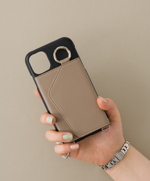 ensemble(皮革ブランド)（アンサンブル）の「iPhoneケースポルテ バイカラータイプ 【iPhone13mini iPhone13 iPhone13pro iPhone12 iPhone12Pro iPhone12mini iPhone11 iPhone11Pro iPhone6/6s/7/8/SE2 対応】（スマホケース/カバー・レディース・ブラック/グレー/ベージュ・SMALL/LARGE/X-LARGE/LL2/LL1/A/C/B）」の7枚目の写真