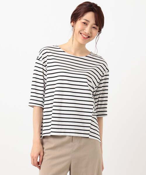J.PRESS(ジェイプレス)の「コットンボーダー カットソー(Tシャツ/カットソー・レディース・ホワイト系1/ブラック系1/ベージュ系1・LARGE/MEDIUM)」の12枚目の写真