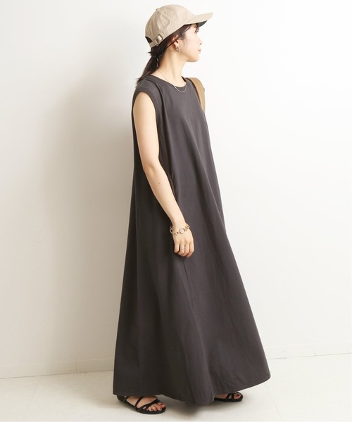 SLOBE IENA（スローブイエナ）の「21/- 天竺ロングワンピース【手洗い可能】◆（ワンピース・レディース・ベージュ/パープル/グレー/サックスブルー・38/36）」の20枚目の写真