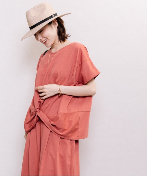 ELVENCE DEUX(エルベンスドゥ)の「キレイメ2WAYPO【SETUP可】(Tシャツ/カットソー・レディース・ブラック/ベージュ/ピンク/グリーン/モカ・MEDIUM/LARGE)」の1枚目の写真
