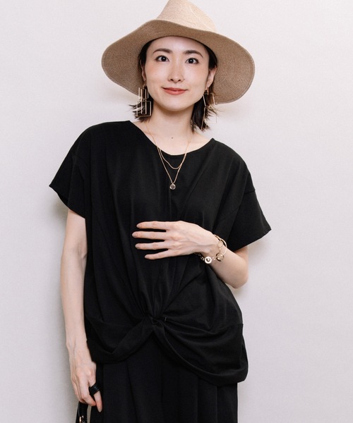 ELVENCE DEUX(エルベンスドゥ)の「キレイメ2WAYPO【SETUP可】(Tシャツ/カットソー・レディース・ブラック/ベージュ/ピンク/グリーン/モカ・MEDIUM/LARGE)」の2枚目の写真