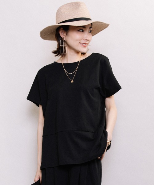 ELVENCE DEUX(エルベンスドゥ)の「キレイメ2WAYPO【SETUP可】(Tシャツ/カットソー・レディース・ブラック/ベージュ/ピンク/グリーン/モカ・MEDIUM/LARGE)」の7枚目の写真