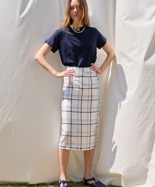 ANEDIT（アンエディット）の「【ANEDIT 】リネンチェックスカート / Linen Check Skirt（スカート・レディース・ホワイト/ベージュ・SMALL/MEDIUM）」の2枚目の写真