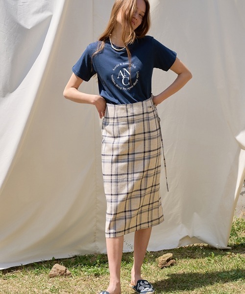 ANEDIT（アンエディット）の「【ANEDIT 】リネンチェックスカート / Linen Check Skirt（スカート・レディース・ホワイト/ベージュ・SMALL/MEDIUM）」の4枚目の写真