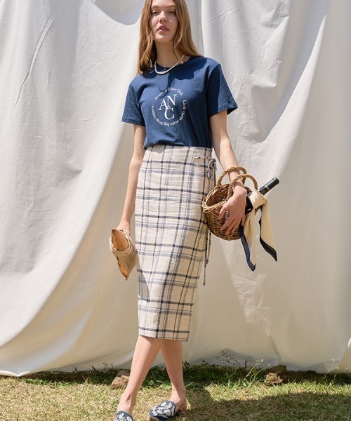 ANEDIT（アンエディット）の「【ANEDIT 】リネンチェックスカート / Linen Check Skirt（スカート・レディース・ホワイト/ベージュ・SMALL/MEDIUM）」の6枚目の写真