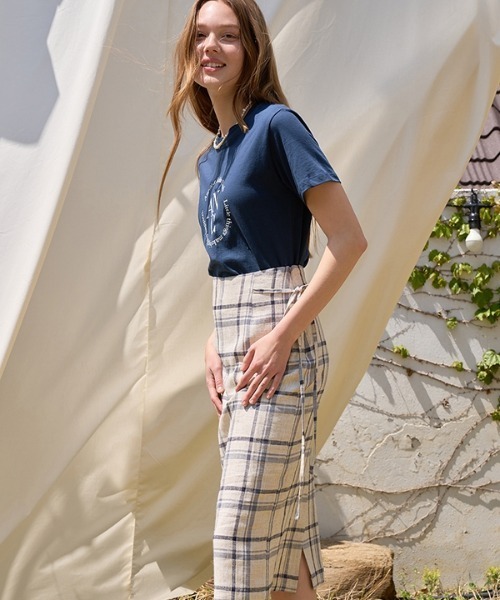 ANEDIT（アンエディット）の「【ANEDIT 】リネンチェックスカート / Linen Check Skirt（スカート・レディース・ホワイト/ベージュ・SMALL/MEDIUM）」の9枚目の写真