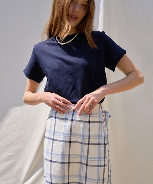 ANEDIT（アンエディット）の「【ANEDIT 】リネンチェックスカート / Linen Check Skirt（スカート・レディース・ホワイト/ベージュ・SMALL/MEDIUM）」の5枚目の写真