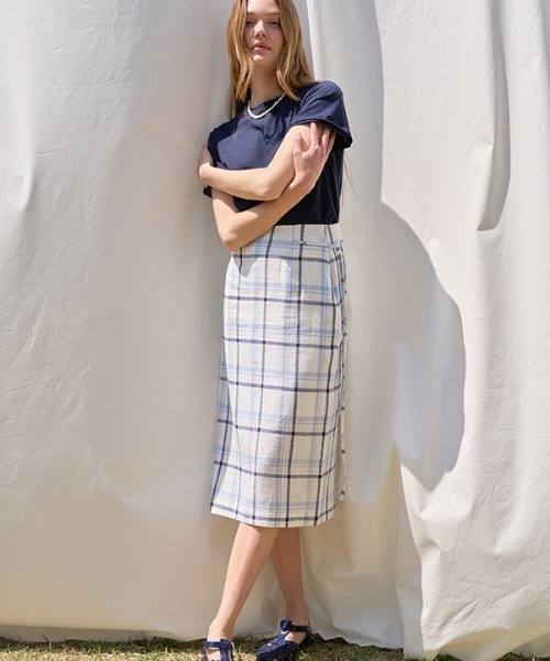 ANEDIT（アンエディット）の「【ANEDIT 】リネンチェックスカート / Linen Check Skirt（スカート・レディース・ホワイト/ベージュ・SMALL/MEDIUM）」の8枚目の写真