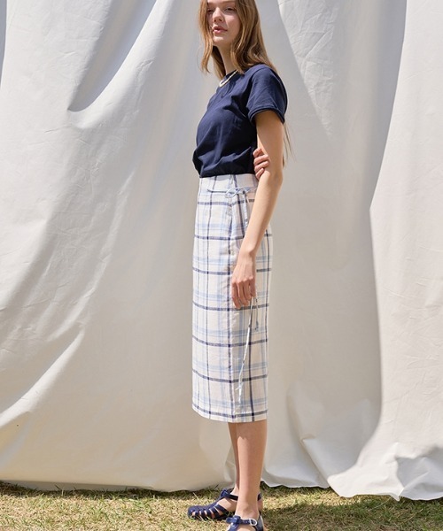 ANEDIT（アンエディット）の「【ANEDIT 】リネンチェックスカート / Linen Check Skirt（スカート・レディース・ホワイト/ベージュ・SMALL/MEDIUM）」の3枚目の写真
