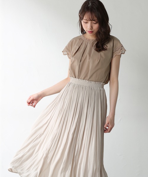 GLACIER（グラシア）の「袖レースブラウス（シャツ/ブラウス・レディース・ブラック/ホワイト/ダークオレンジ/ベージュ・M/L/S）」の3枚目の写真