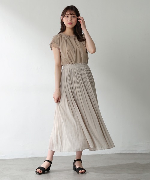 GLACIER（グラシア）の「袖レースブラウス（シャツ/ブラウス・レディース・ブラック/ホワイト/ダークオレンジ/ベージュ・M/L/S）」の8枚目の写真