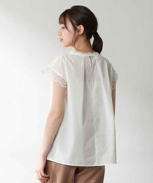 GLACIER（グラシア）の「袖レースブラウス（シャツ/ブラウス・レディース・ブラック/ホワイト/ダークオレンジ/ベージュ・M/L/S）」の10枚目の写真