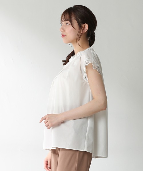 GLACIER（グラシア）の「袖レースブラウス（シャツ/ブラウス・レディース・ブラック/ホワイト/ダークオレンジ/ベージュ・M/L/S）」の11枚目の写真