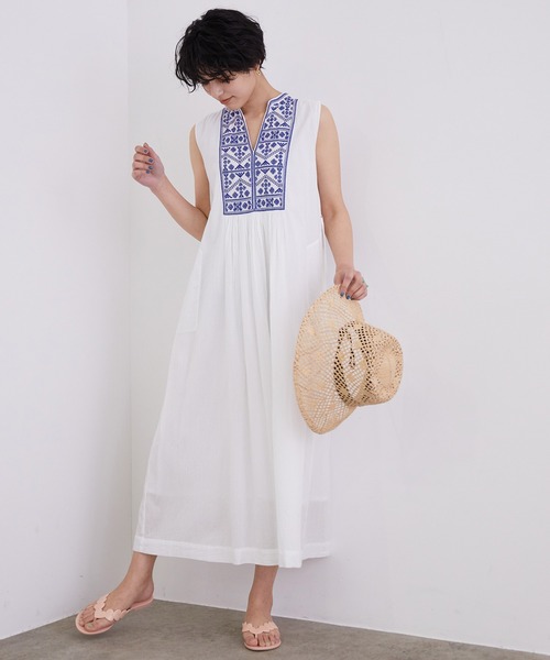 Pas エンブロイダリーノースリーブワンピース ワンピース Ne Pas ヌキテパ のファッション Quittez Quittez Ne Quittez ワンピース Ne