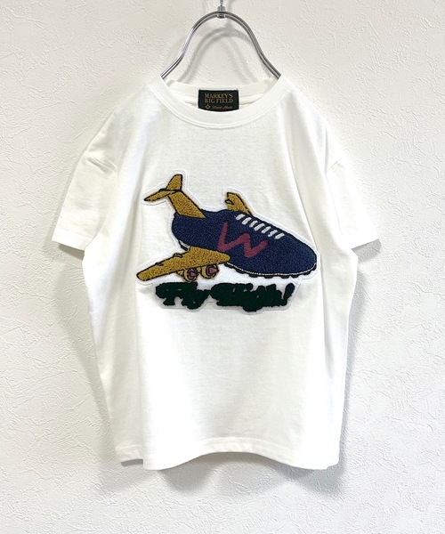 BIG FIELD（ビッグフィールド）の「サガラ刺繍ワッペンTシャツ（80～150cm）（Tシャツ/カットソー・キッズ・ホワイト/エメラルド/チャコール・90/100/110/120/80/130/95/140/150）」の2枚目の写真