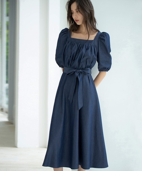 セール デニム生地ボリュームスリーブスモックワンピース ワンピース Saison De Papillon セゾンドパピヨン のファッション通販 Zozotown