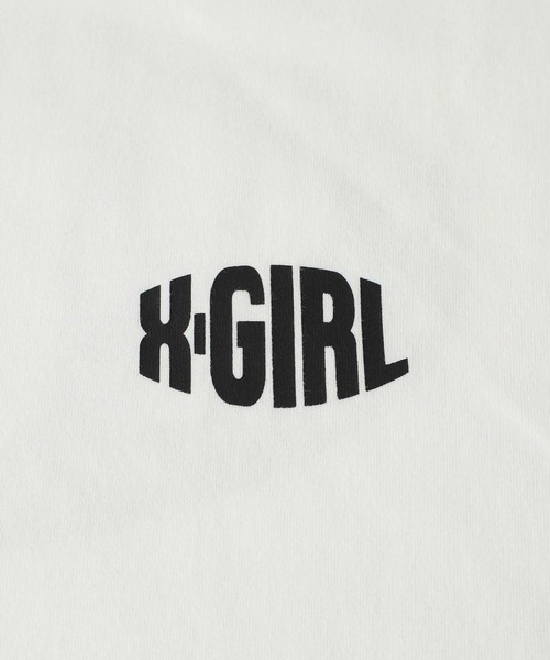 X-girl(エックスガール)の「CHECKERED SLEEVE PRINT L/S TEE(Tシャツ/カットソー・レディース・ブラック/オレンジ/ホワイト・L/M/S/XL)」の5枚目の写真