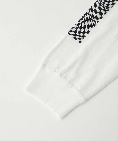 X-girl(エックスガール)の「CHECKERED SLEEVE PRINT L/S TEE(Tシャツ/カットソー・レディース・ブラック/オレンジ/ホワイト・L/M/S/XL)」の6枚目の写真