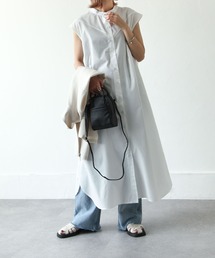 Chillfar | 2wayレースアップフレンチスリーブシャツワンピース(ワンピース)