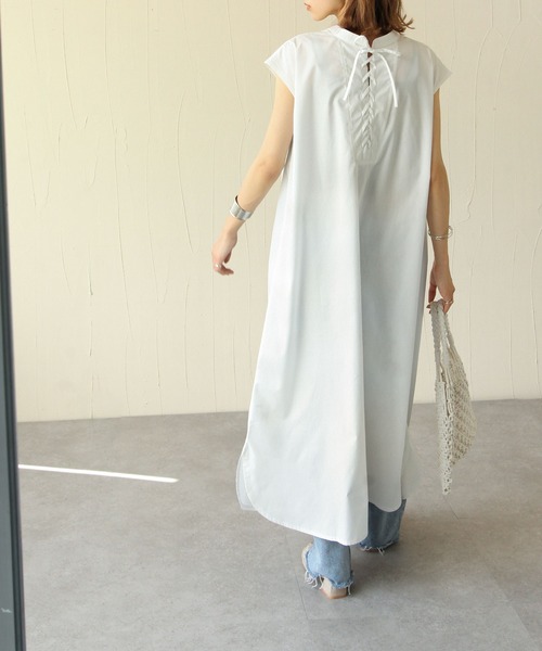 Chillfar(チルファー)の「2wayレースアップフレンチスリーブシャツワンピース(ワンピース・レディース・ホワイト/ブラック・FREE)」の5枚目の写真