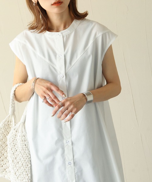 Chillfar(チルファー)の「2wayレースアップフレンチスリーブシャツワンピース(ワンピース・レディース・ホワイト/ブラック・FREE)」の10枚目の写真