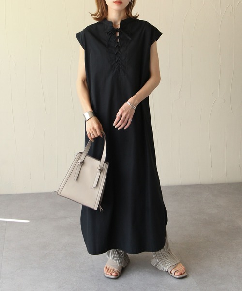 Chillfar(チルファー)の「2wayレースアップフレンチスリーブシャツワンピース(ワンピース・レディース・ホワイト/ブラック・FREE)」の12枚目の写真