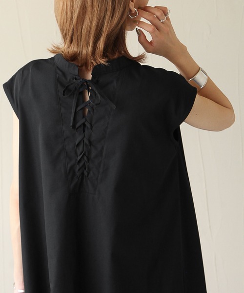 Chillfar(チルファー)の「2wayレースアップフレンチスリーブシャツワンピース(ワンピース・レディース・ホワイト/ブラック・FREE)」の18枚目の写真