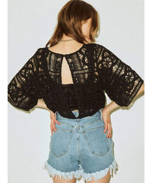 jouetie（ジュエティ）の「【セットアップ対応】クロシェオープントップス（Tシャツ/カットソー・レディース・ブラック/パープル/アイボリー・MEDIUM）」の2枚目の写真