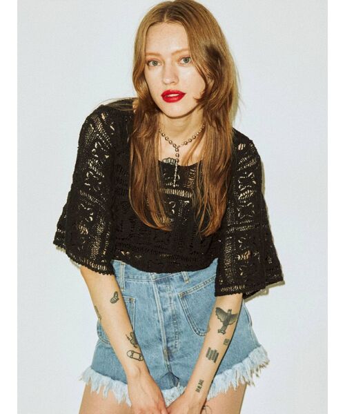 jouetie（ジュエティ）の「【セットアップ対応】クロシェオープントップス（Tシャツ/カットソー・レディース・ブラック/パープル/アイボリー・MEDIUM）」の5枚目の写真