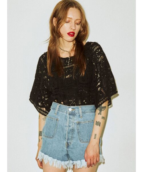 jouetie（ジュエティ）の「【セットアップ対応】クロシェオープントップス（Tシャツ/カットソー・レディース・ブラック/パープル/アイボリー・MEDIUM）」の6枚目の写真