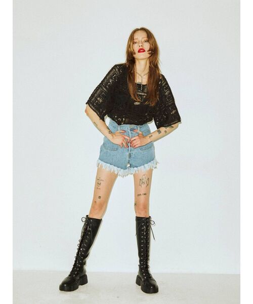 jouetie（ジュエティ）の「【セットアップ対応】クロシェオープントップス（Tシャツ/カットソー・レディース・ブラック/パープル/アイボリー・MEDIUM）」の7枚目の写真