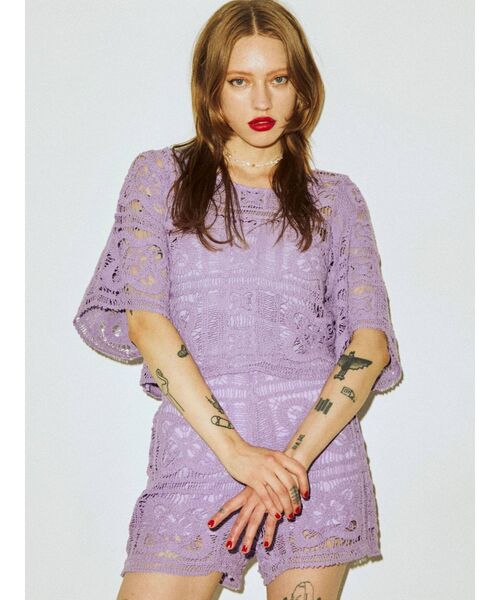 jouetie（ジュエティ）の「【セットアップ対応】クロシェオープントップス（Tシャツ/カットソー・レディース・ブラック/パープル/アイボリー・MEDIUM）」の9枚目の写真