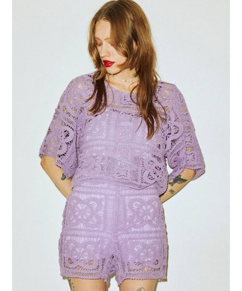 jouetie（ジュエティ）の「【セットアップ対応】クロシェオープントップス（Tシャツ/カットソー・レディース・ブラック/パープル/アイボリー・MEDIUM）」の11枚目の写真