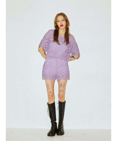 jouetie（ジュエティ）の「【セットアップ対応】クロシェオープントップス（Tシャツ/カットソー・レディース・ブラック/パープル/アイボリー・MEDIUM）」の13枚目の写真