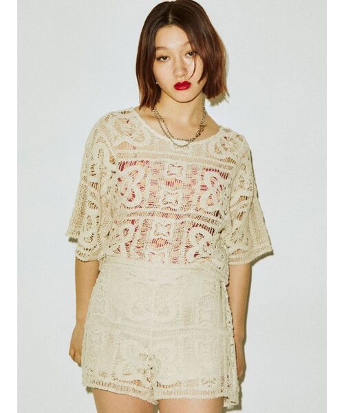 jouetie（ジュエティ）の「【セットアップ対応】クロシェオープントップス（Tシャツ/カットソー・レディース・ブラック/パープル/アイボリー・MEDIUM）」の16枚目の写真