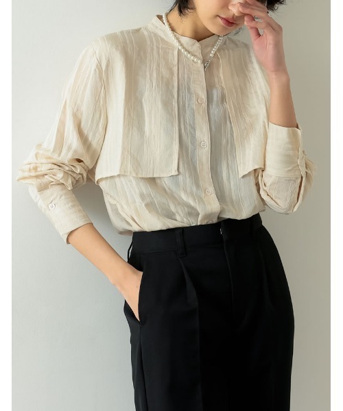 Re:EDIT（リエディ）の「バンドカラーヨークデザインシアーストライプ