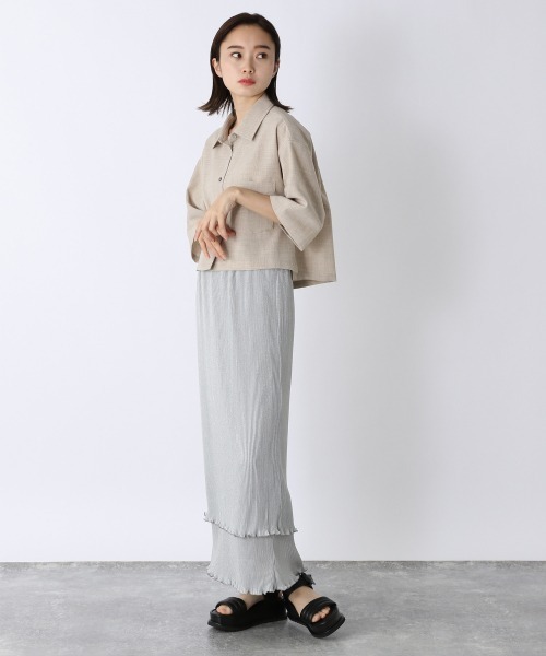 JEANASIS（ジーナシス）の「プリーツシャイニーティアードスカート/956022（スカート・レディース・ブラック/グレー/イエロー/ホワイト系その他・FREE）」の5枚目の写真