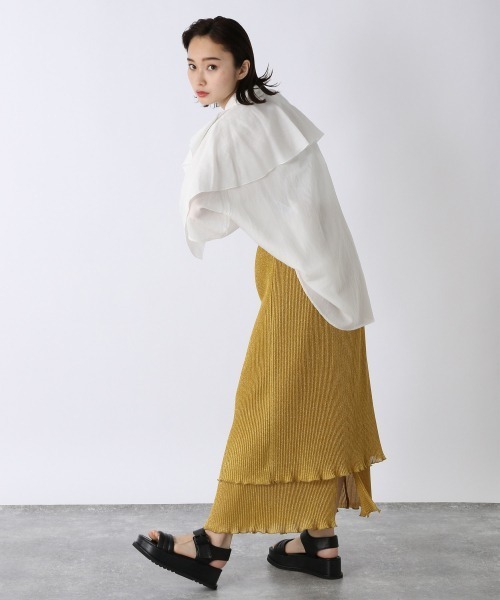 JEANASIS（ジーナシス）の「プリーツシャイニーティアードスカート/956022（スカート・レディース・ブラック/グレー/イエロー/ホワイト系その他・FREE）」の9枚目の写真