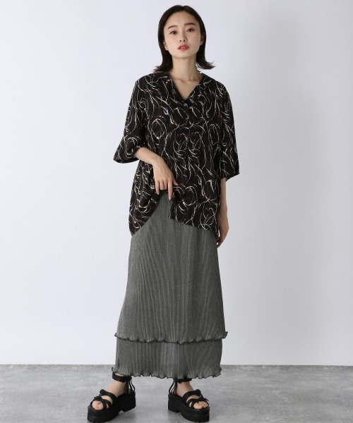 JEANASIS（ジーナシス）の「プリーツシャイニーティアードスカート/956022（スカート・レディース・ブラック/グレー/イエロー/ホワイト系その他・FREE）」の8枚目の写真