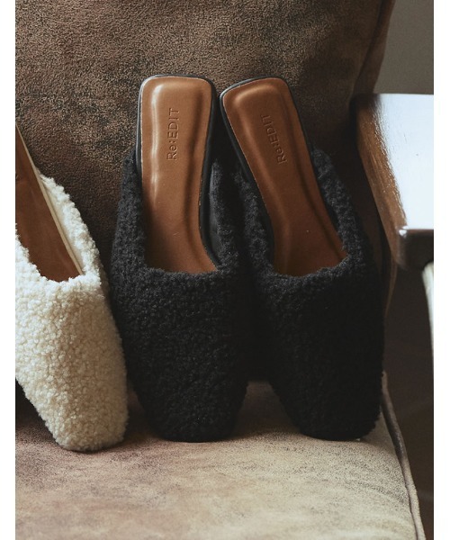 Re:EDIT（リエディ）の「プードルフェイクファーフラットシューズ（その他シューズ・レディース・ブラック/ブラウン/アイボリー・LARGE/XX-LARGE/MEDIUM/X-LARGE/SMALL）」の4枚目の写真