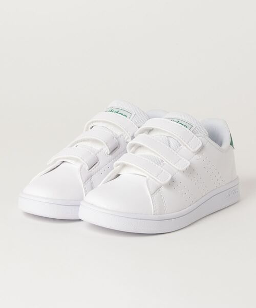 adidas(アディダス)の「adidas/アディダス ADVANCOURT C アドバンコート ベルクロ 軽量 モデル EF0223(スニーカー・キッズ・ホワイト×グリーン・19.0cm/18.0cm/20.0cm/21.0cm/17.0cm)」の4枚目の写真