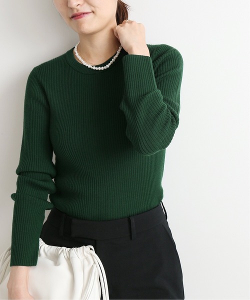 IENA（イエナ）の「3x3リブ クルーネックプルオーバー◆（ニット/セーター・レディース・ナチュラル/ブルー/グリーン/ネイビー系/ブラック系その他/グレー・FREE）」の5枚目の写真