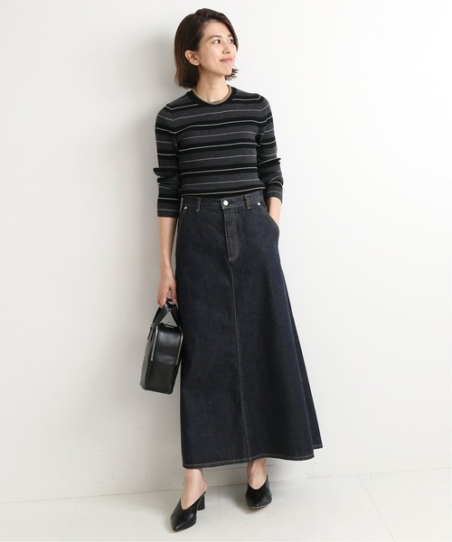 IENA（イエナ）の「3x3リブ クルーネックプルオーバー◆（ニット/セーター・レディース・ナチュラル/ブルー/グリーン/ネイビー系/ブラック系その他/グレー・FREE）」の7枚目の写真